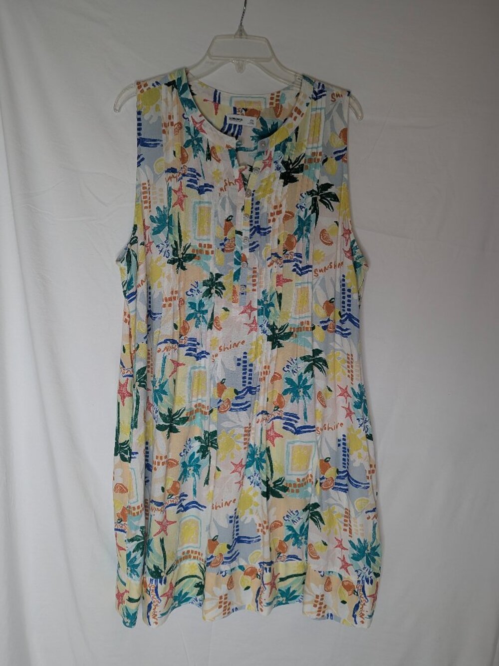 Sonoma Women's Sleeveless Tropical Print Dress, Sixe XXL - Picture 3 of 11